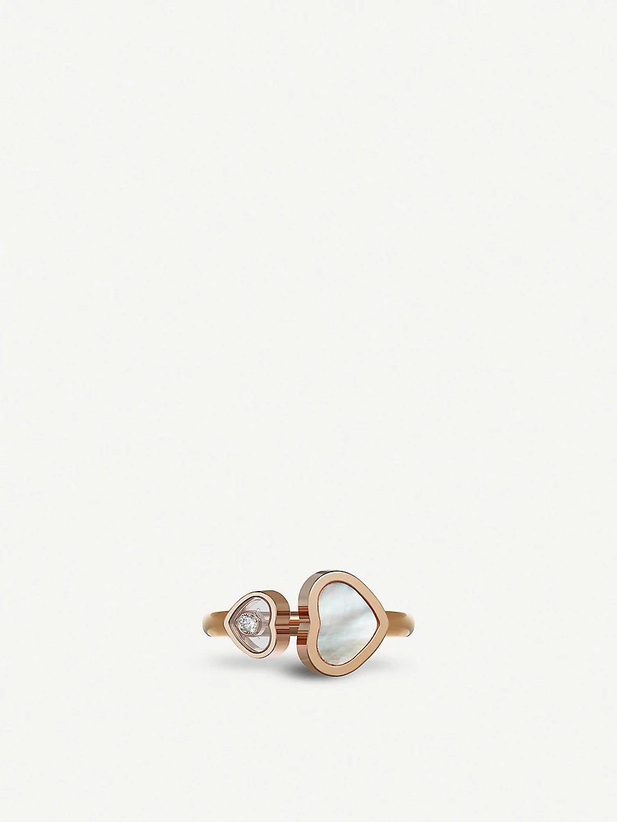 Happy Hearts 18c rose-gold and mother-of-pearl ring - 1