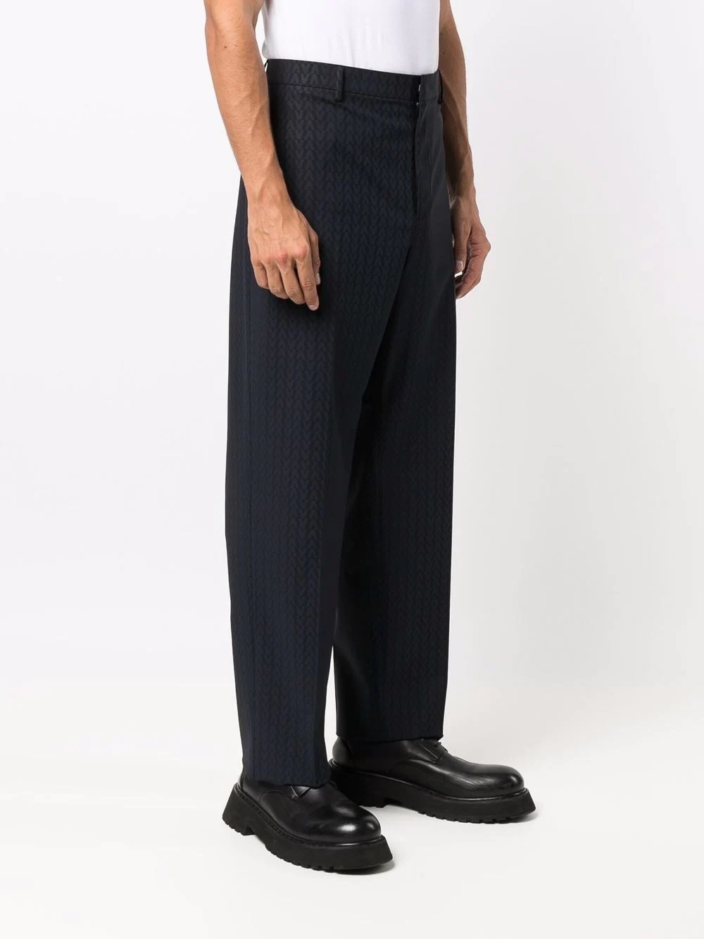 logo-jacquard tailored trousers - 3