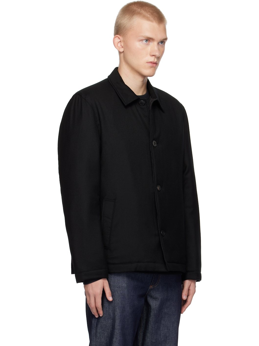 Black Insulated Wool Jacket - 2