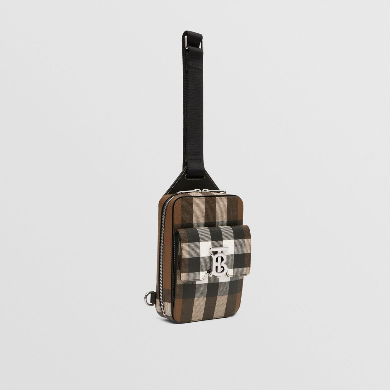 Monogram Motif Check and Leather Crossbody Bag - 7