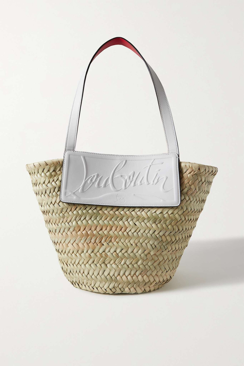 Loubishore small woven straw and embossed leather tote 1
