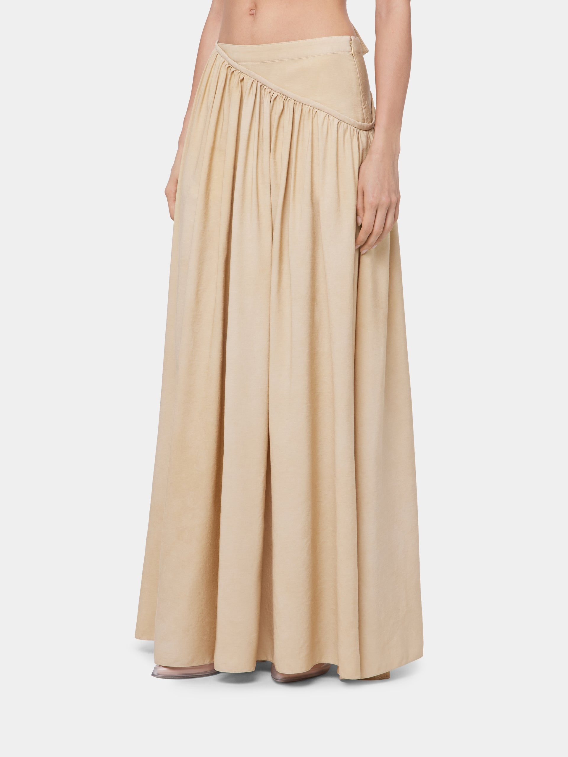 OCHRE LONG SKIRT IN VISCOSE TWILL - 5