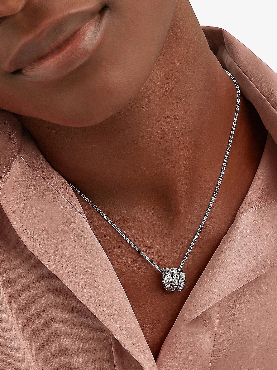 Serpenti Viper 18ct white-gold and 0.63ct round-cut diamond pendant necklace - 4