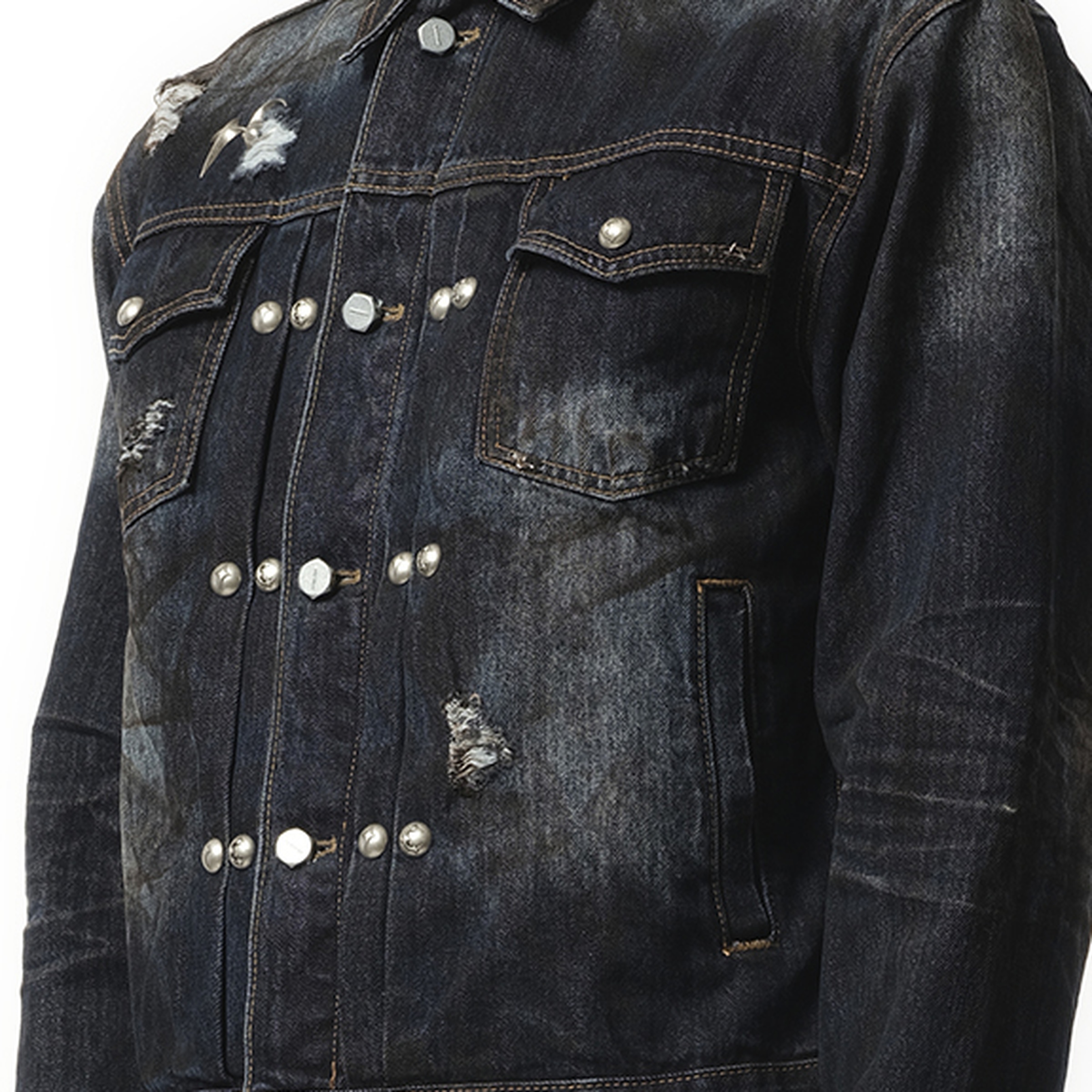 Burn Down Denim Jacket in Blue - 3