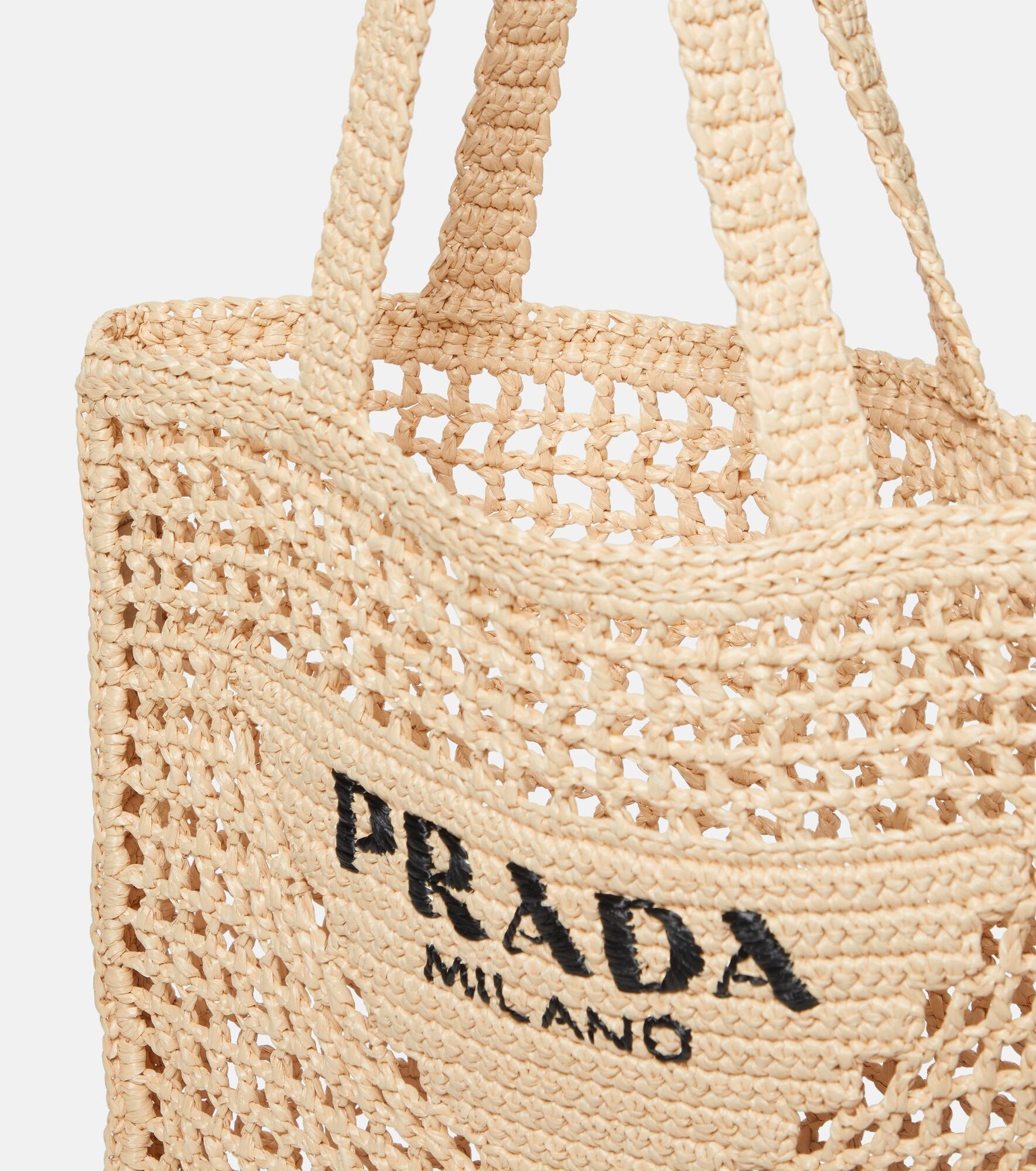 Small logo raffia tote - 3