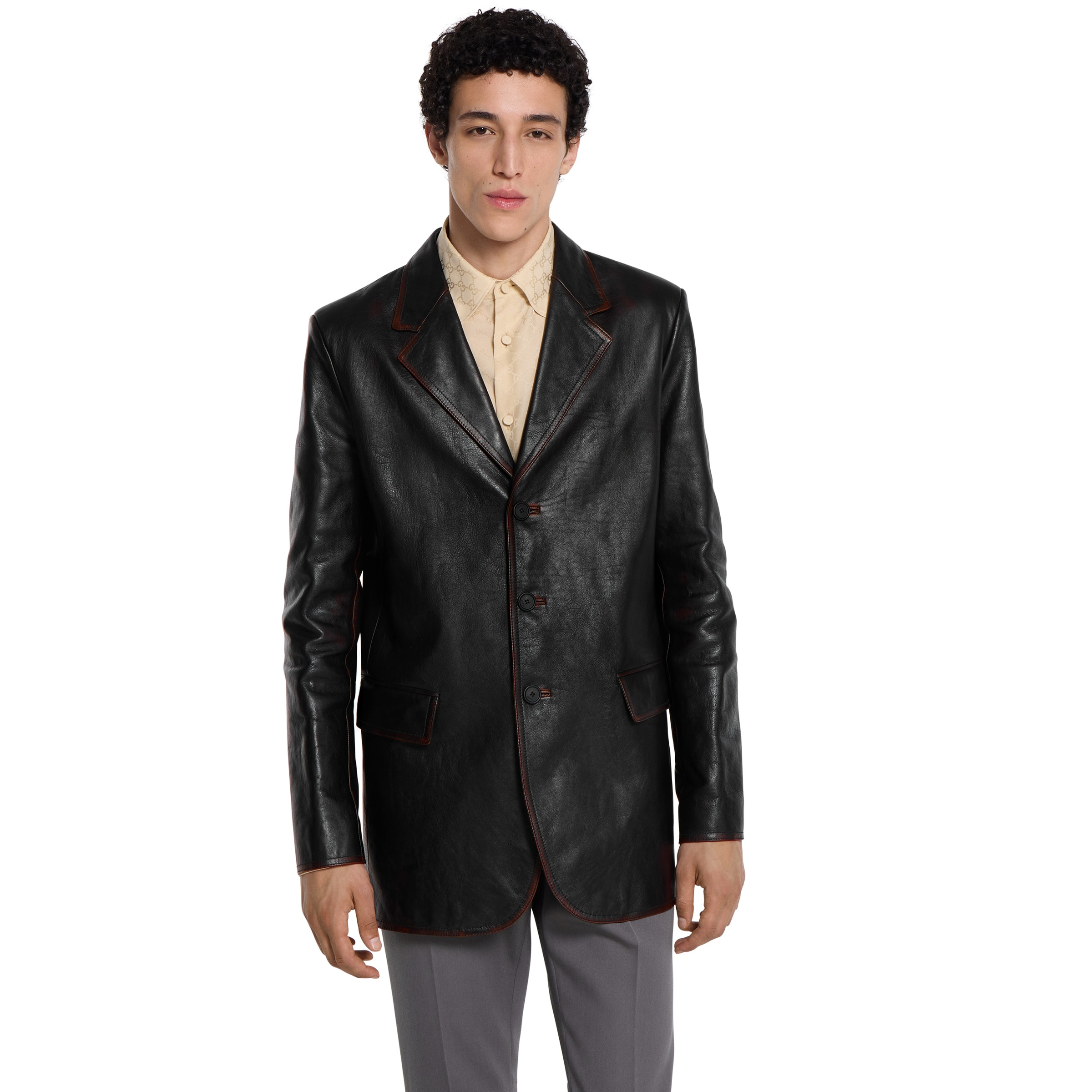 Soft aged-effect leather jacket - 3