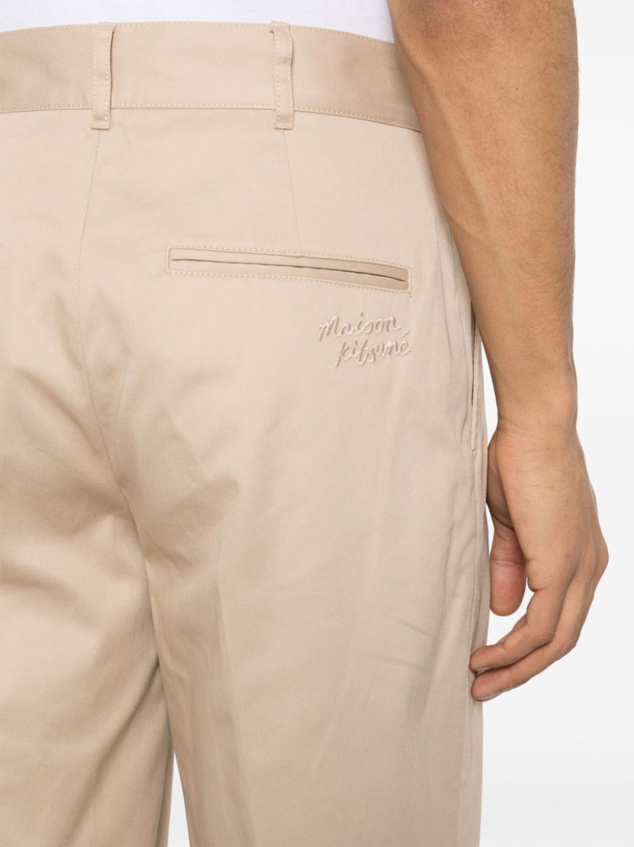 logo-embroidered cotton trousers - 5