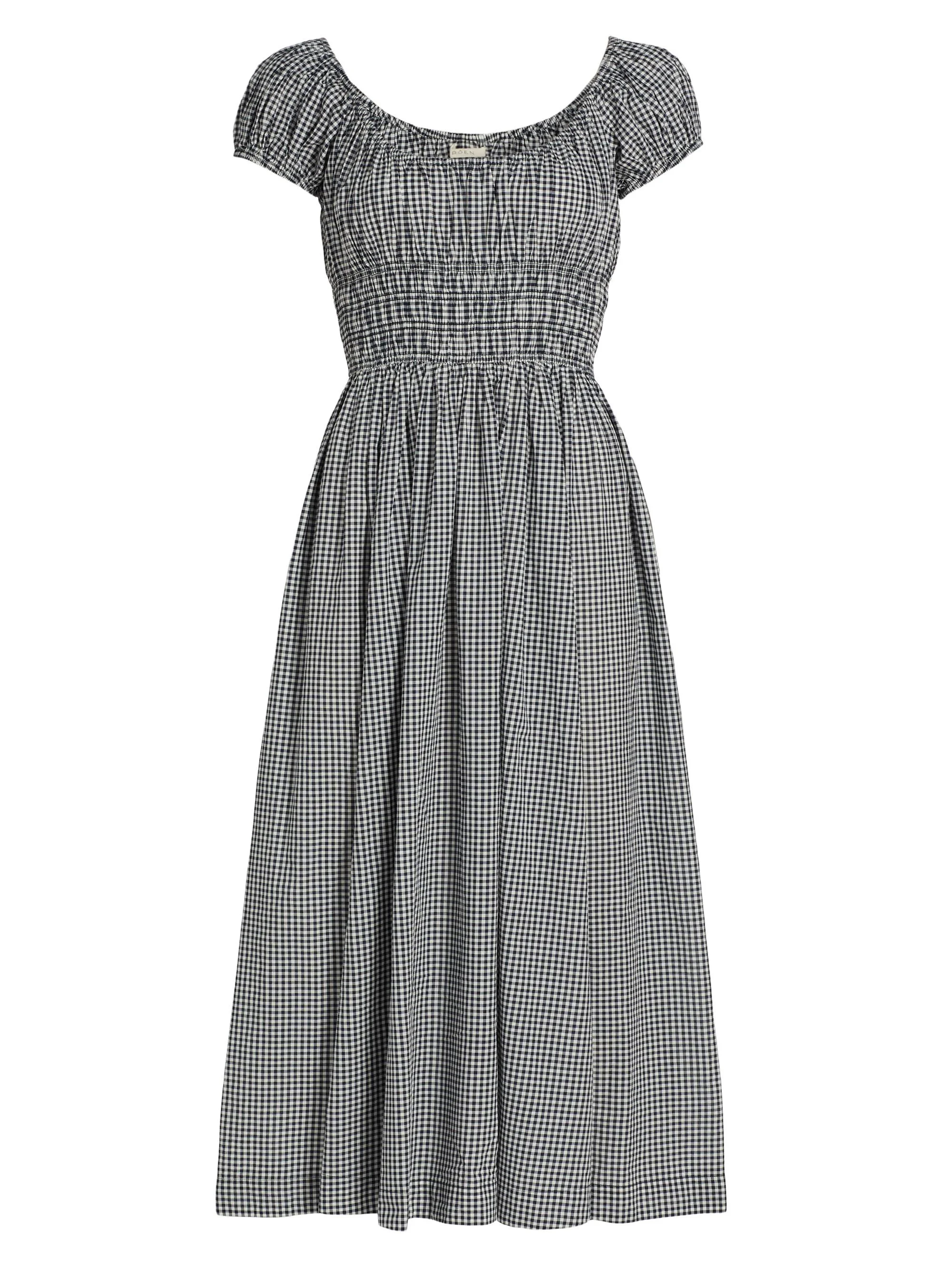 Women's Quinley Gingham Cotton Scoopneck Midi-Dress - Navy La Maddalena Gingham - 1
