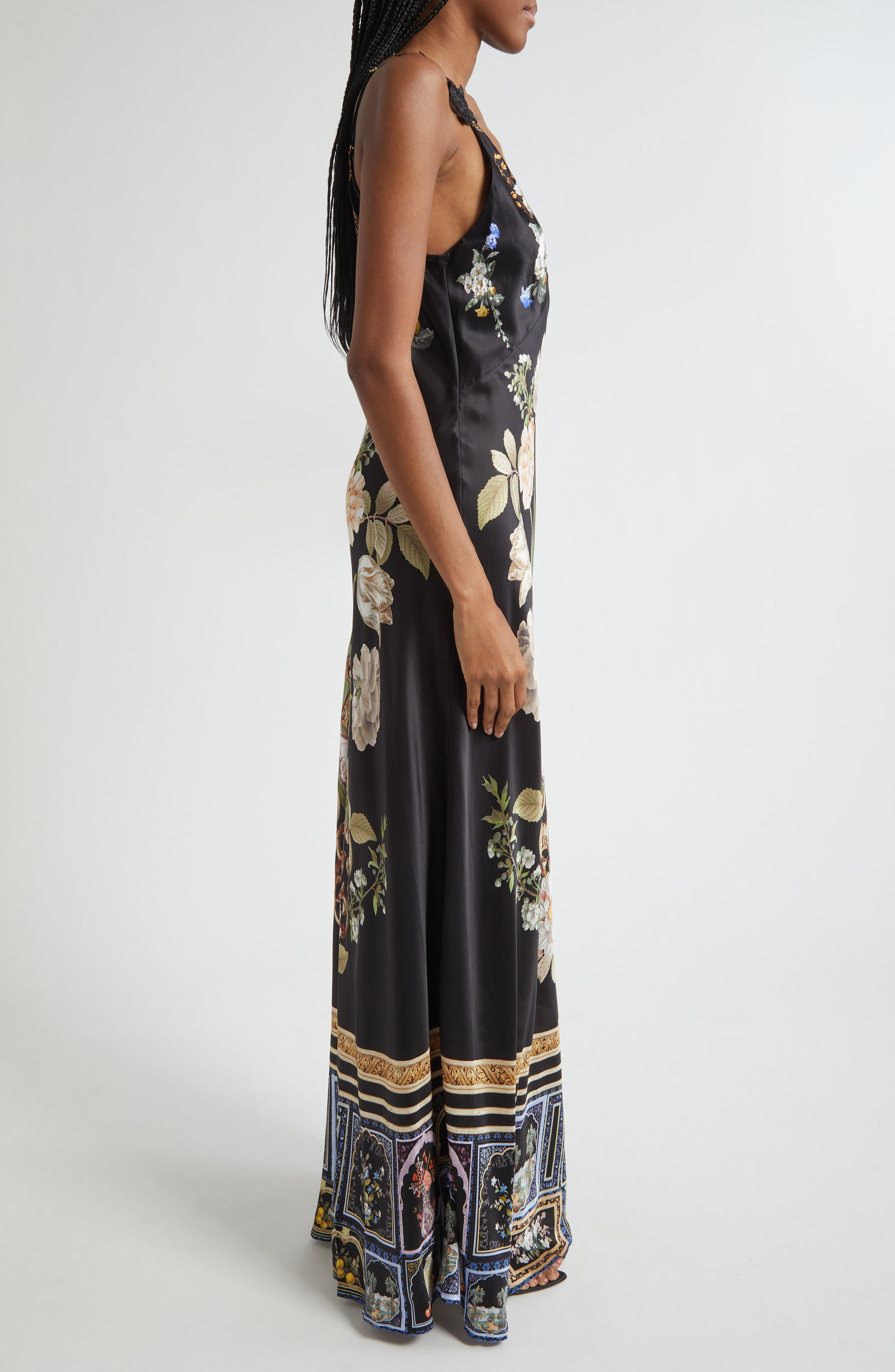 Camilla Ottoman Elegance V-Neck Bias Cut Silk Maxi Slipdress at Nordstrom - 3