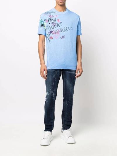 DSQUARED2 slogan-print cotton T-shirt outlook