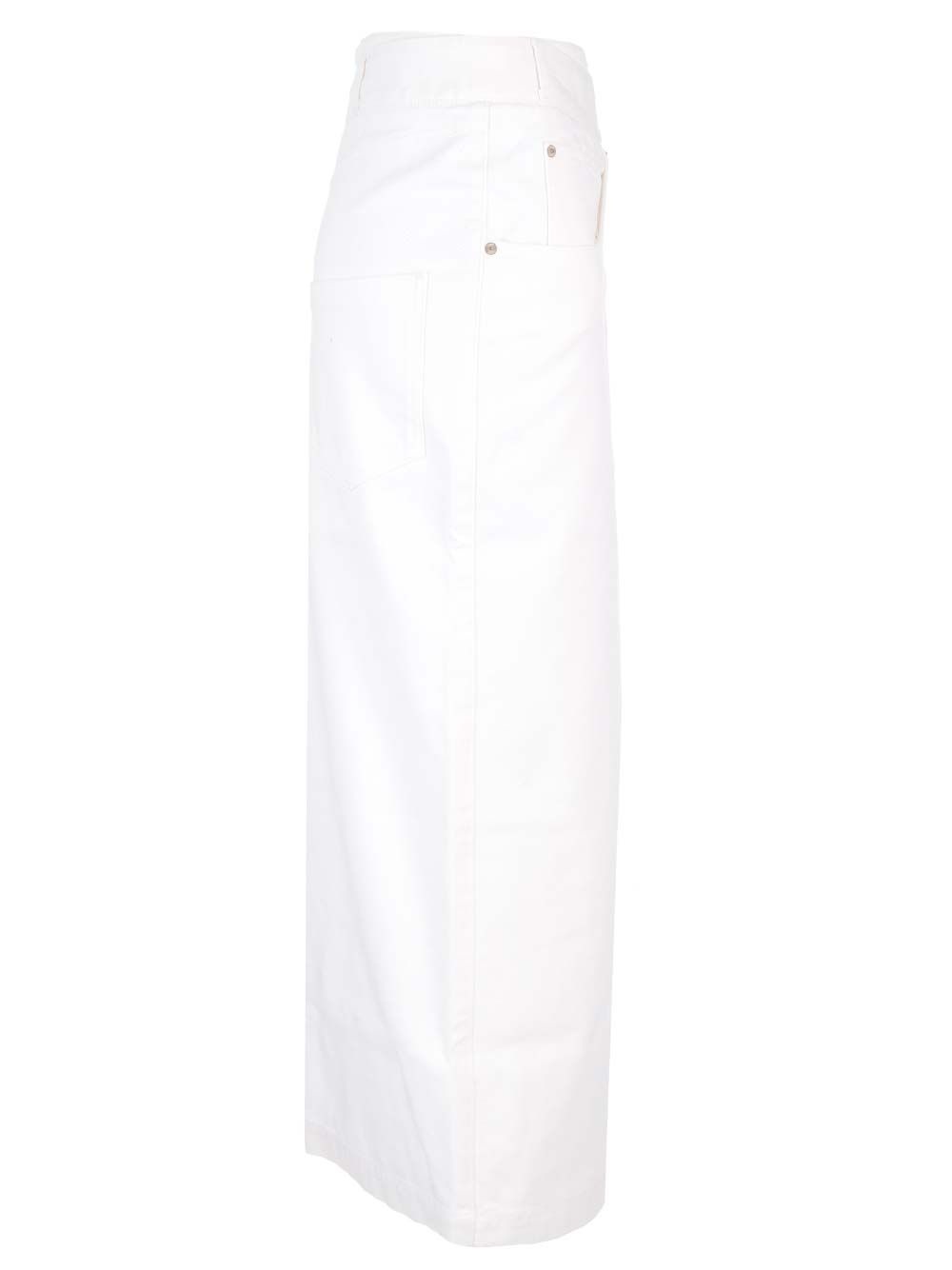 Denim Asymmetrical Shirt Skirts White - 4