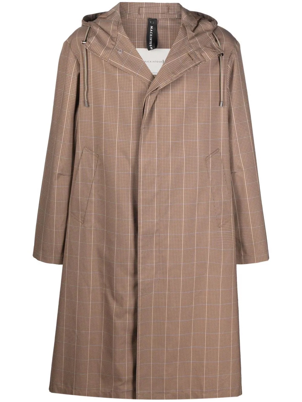 check-pattern hooded raincoat - 1