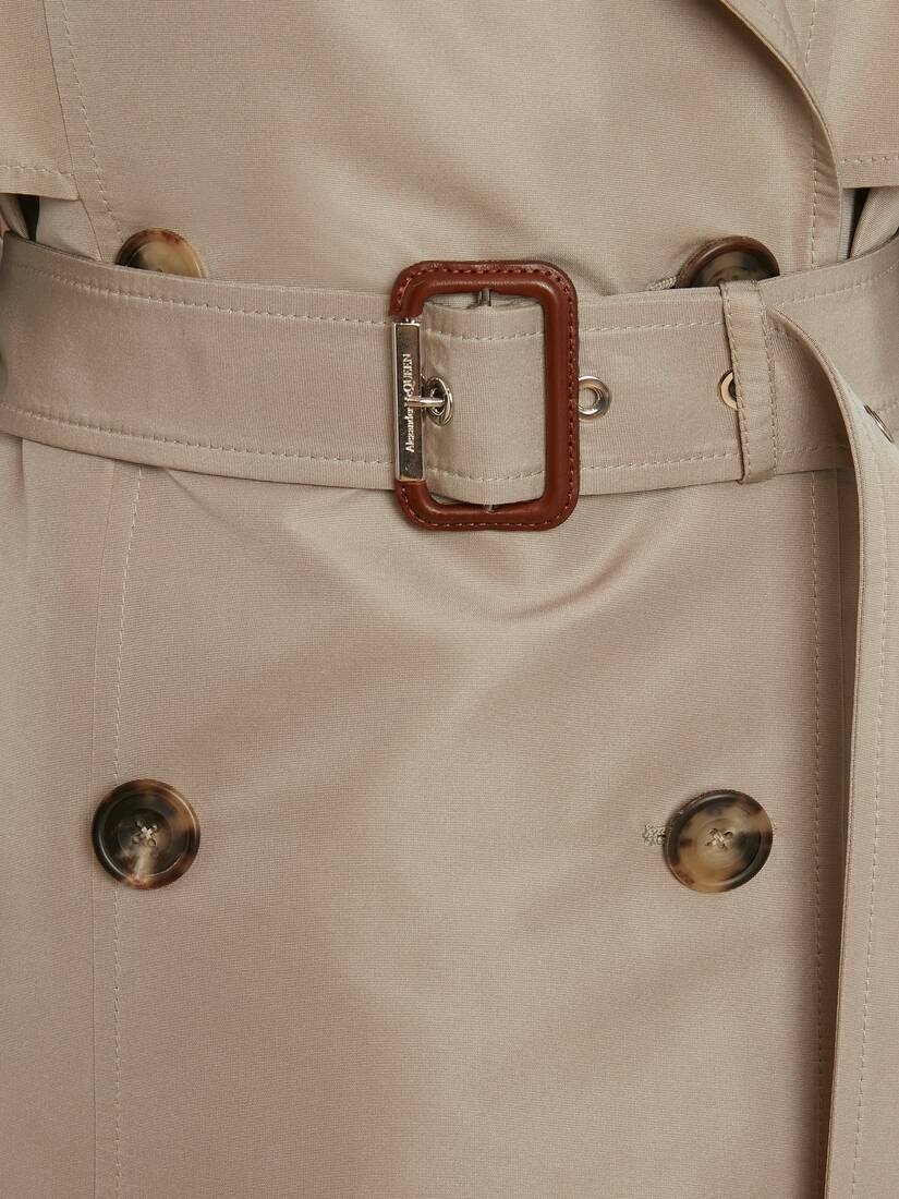 Dropped Sleeve Trench Coat in Stone - 5