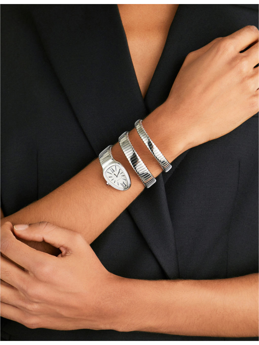 Serpenti Tubogas stainless steel and diamond watch - 2