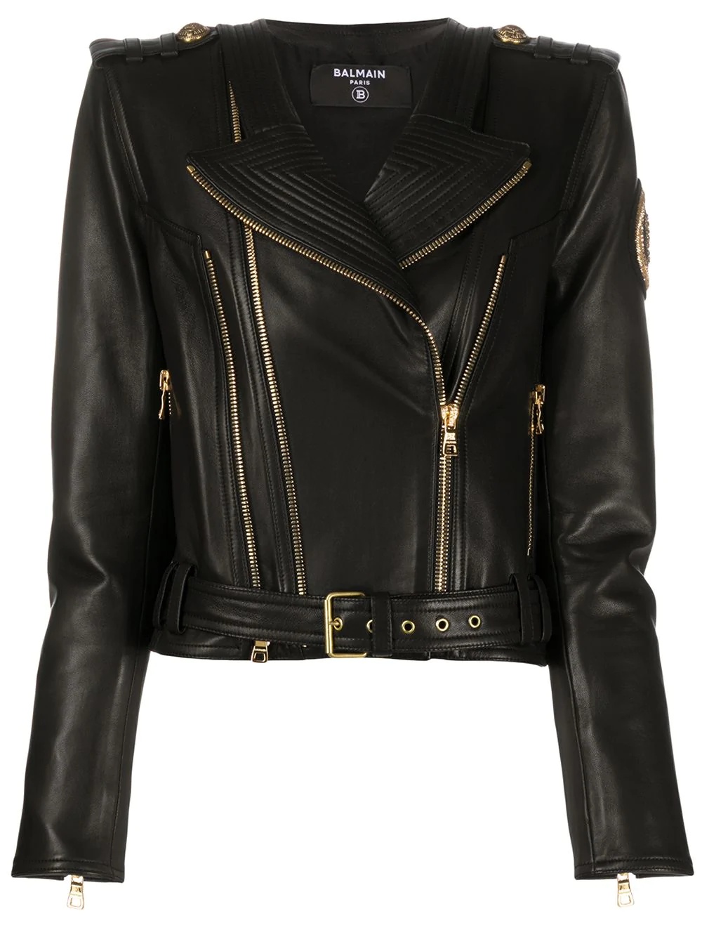 zipped biker jacket - 1