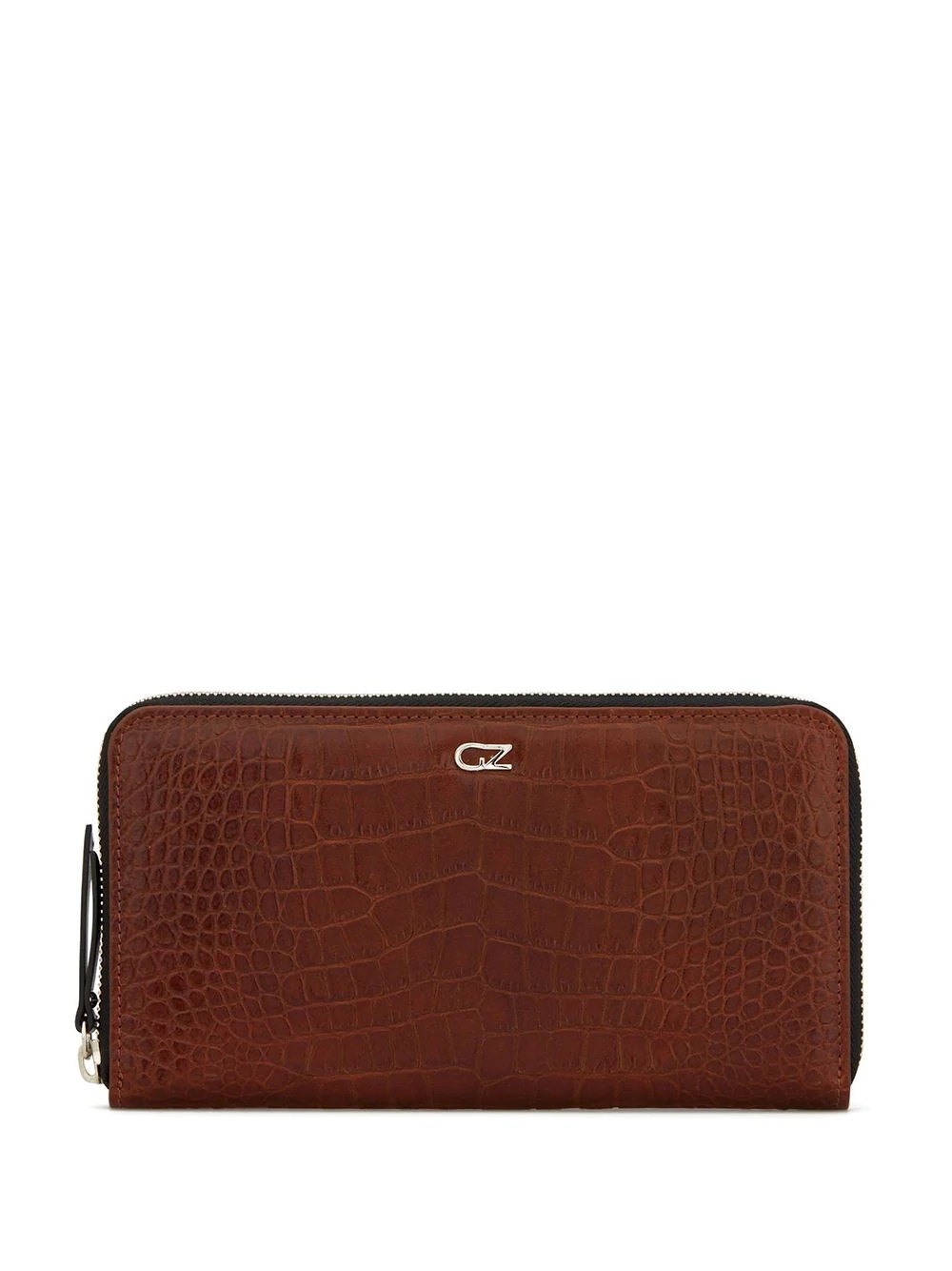 embossed croc-effect zipped wallet - 1