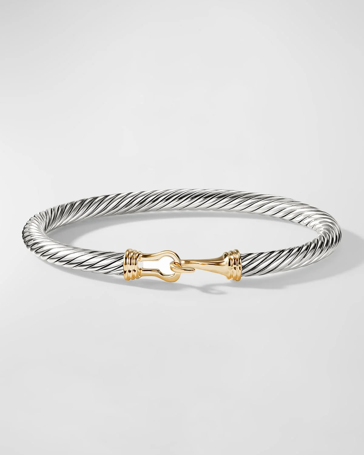 Cable Buckle Bracelet with 14K Gold in Silver, 5mm - 1