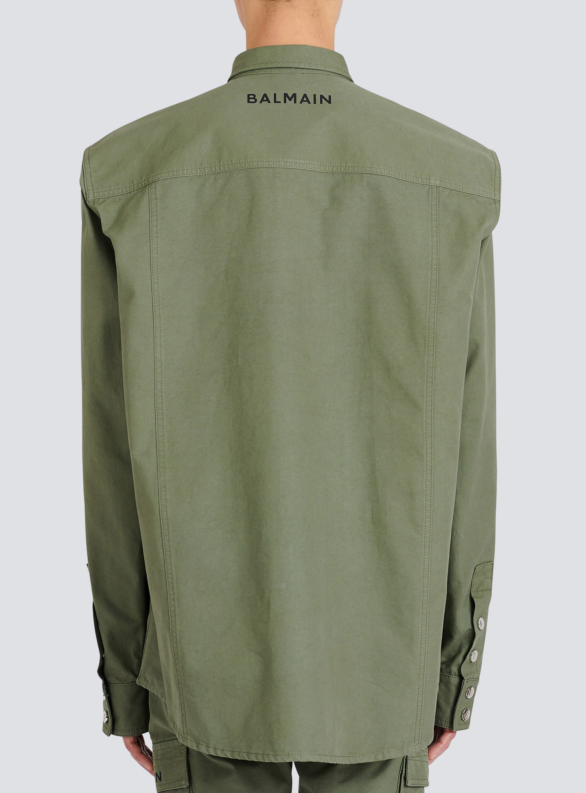 Cotton shirt with embroidered Balmain logo - 9