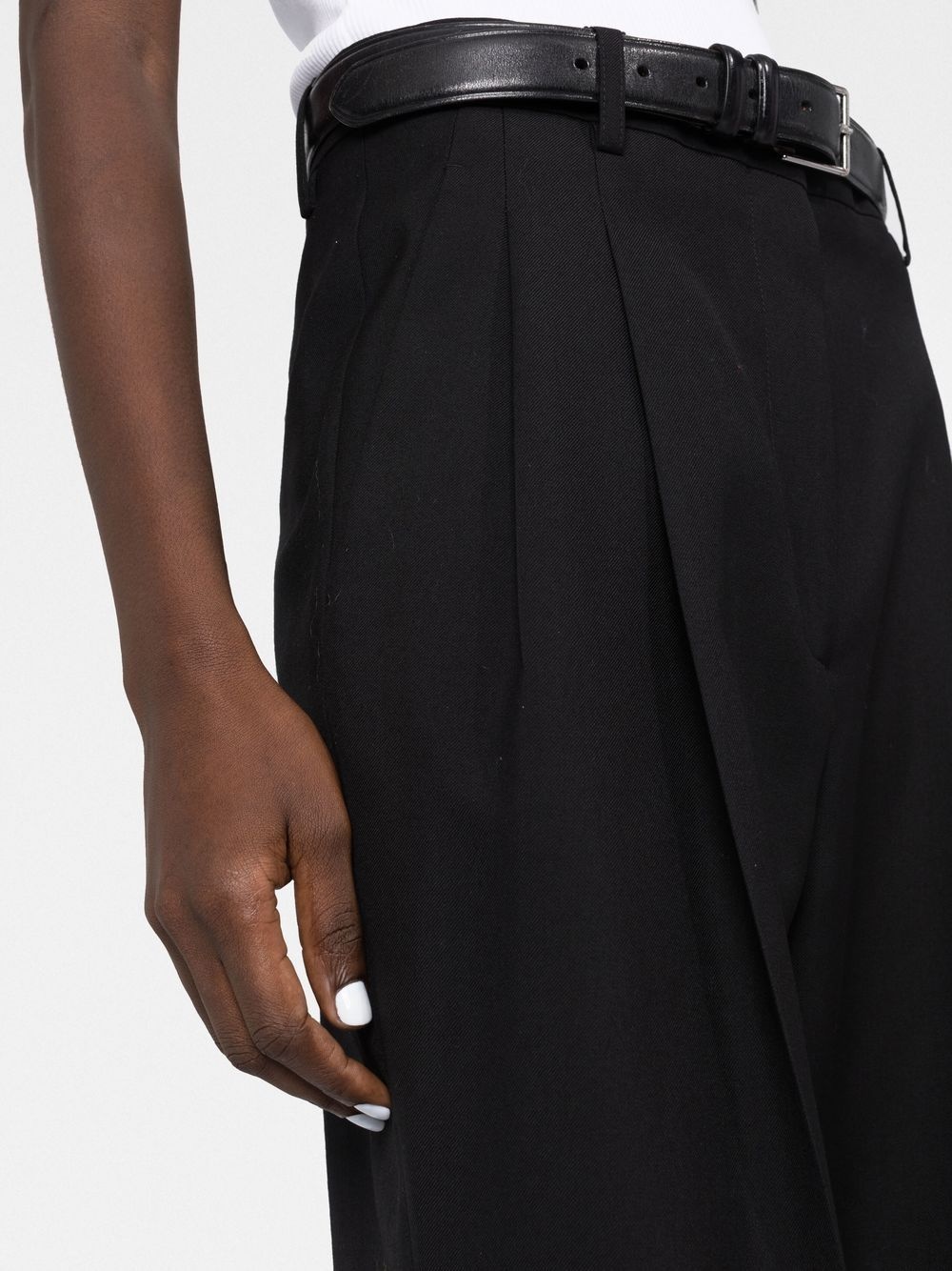 pleated wide-leg wool trousers - 3