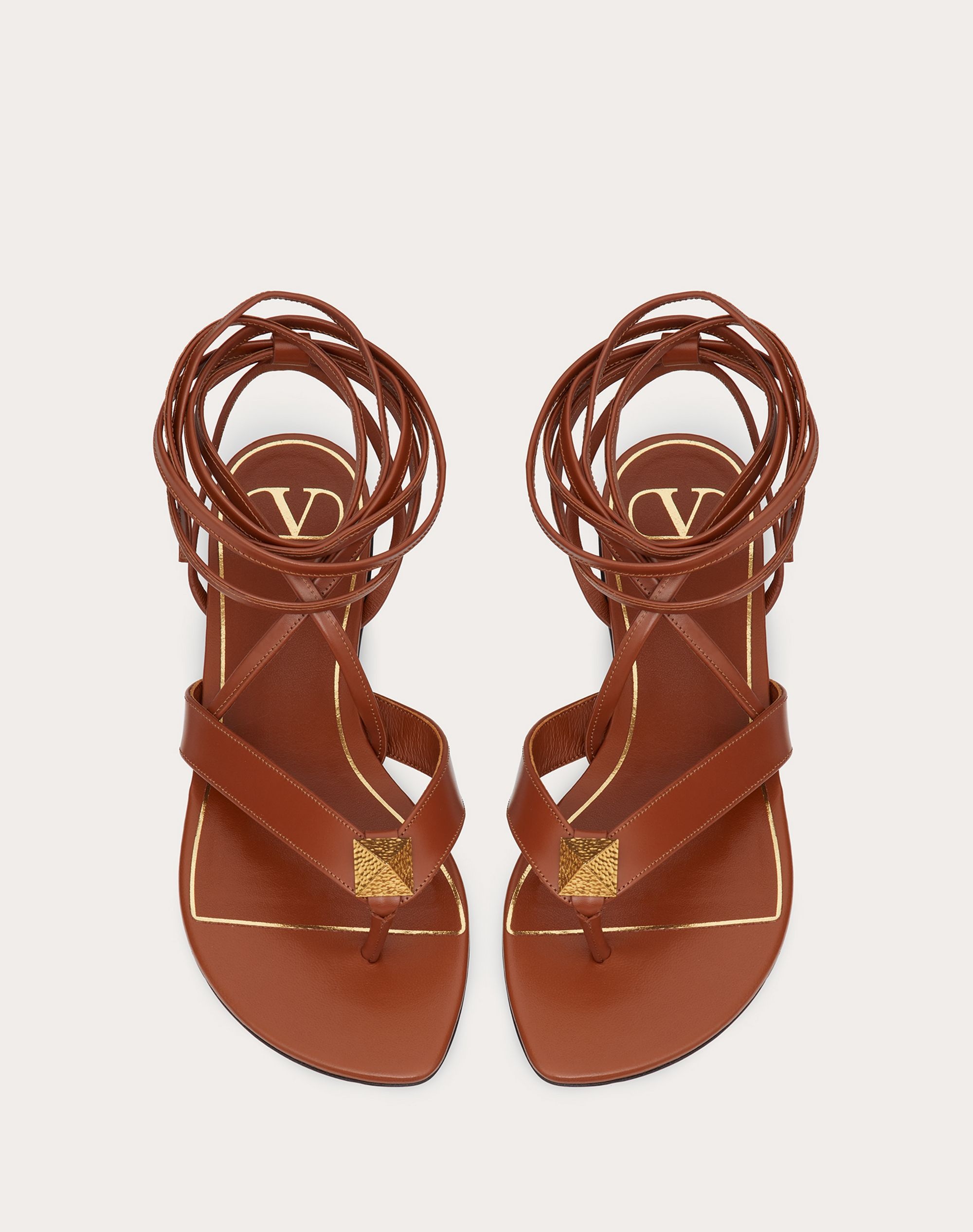 Roman Stud Flat Flip Flop Sandal in calfskin - 4
