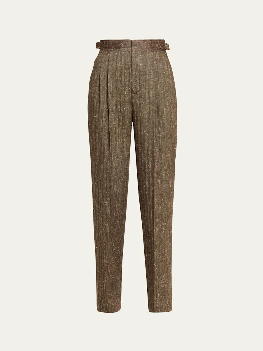 Malik Pleated Straight-Leg Trousers - 1