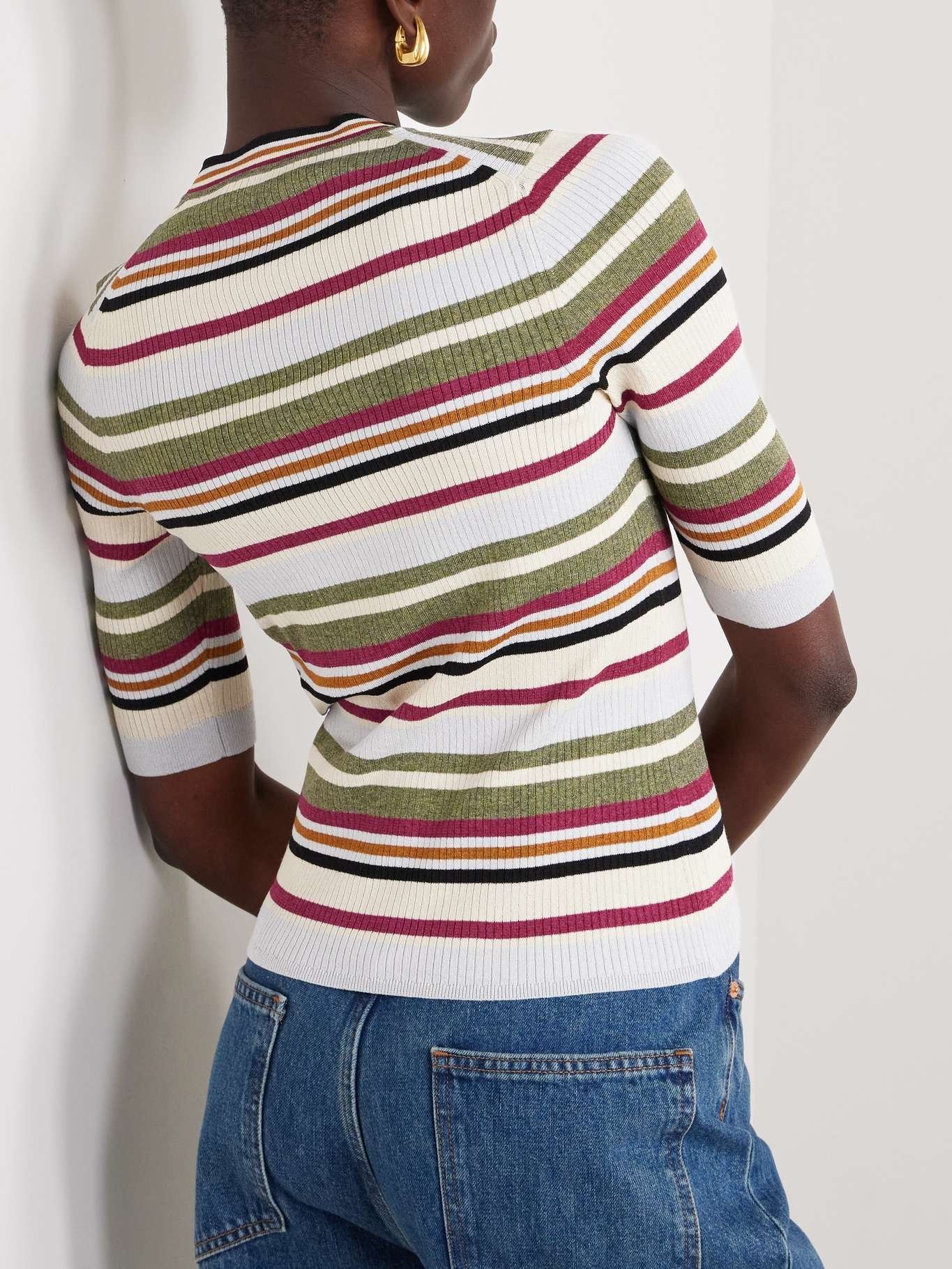 Kavya striped ribbed-knit sweater - 4