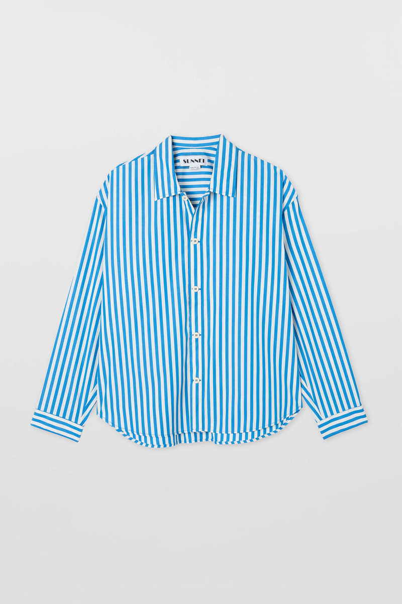 OVER SHIRT / bluette & off white stripes 1