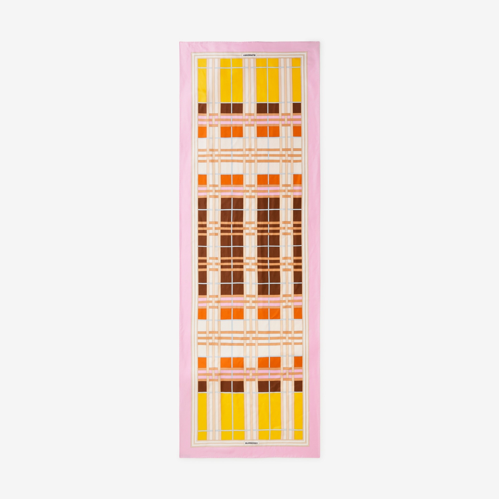 Abstract Check Print Silk Scarf - 2