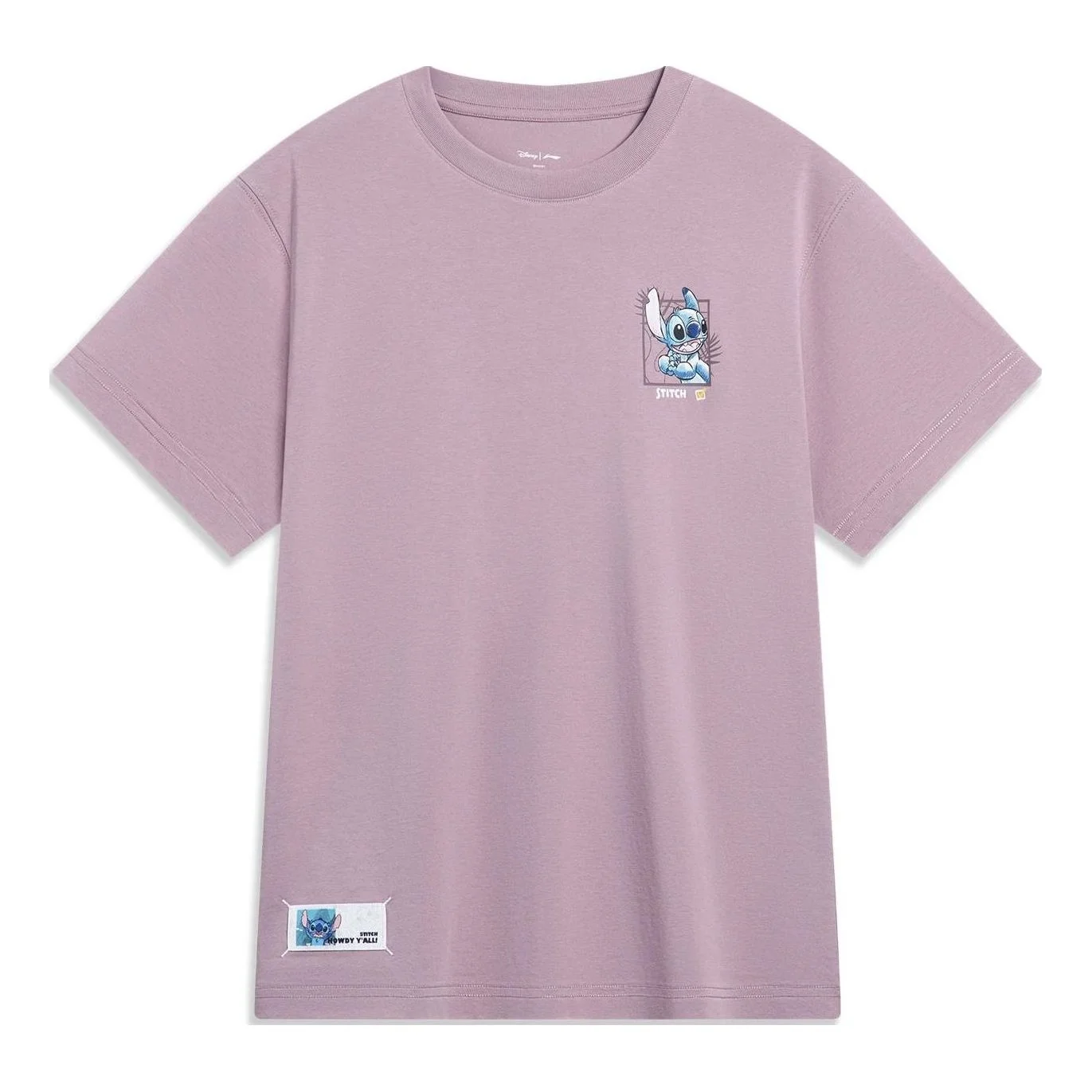 (WMNS) Li-Ning x 디즈니 스티치 도표 티셔츠 'Mauve' AHST500-3 - 1