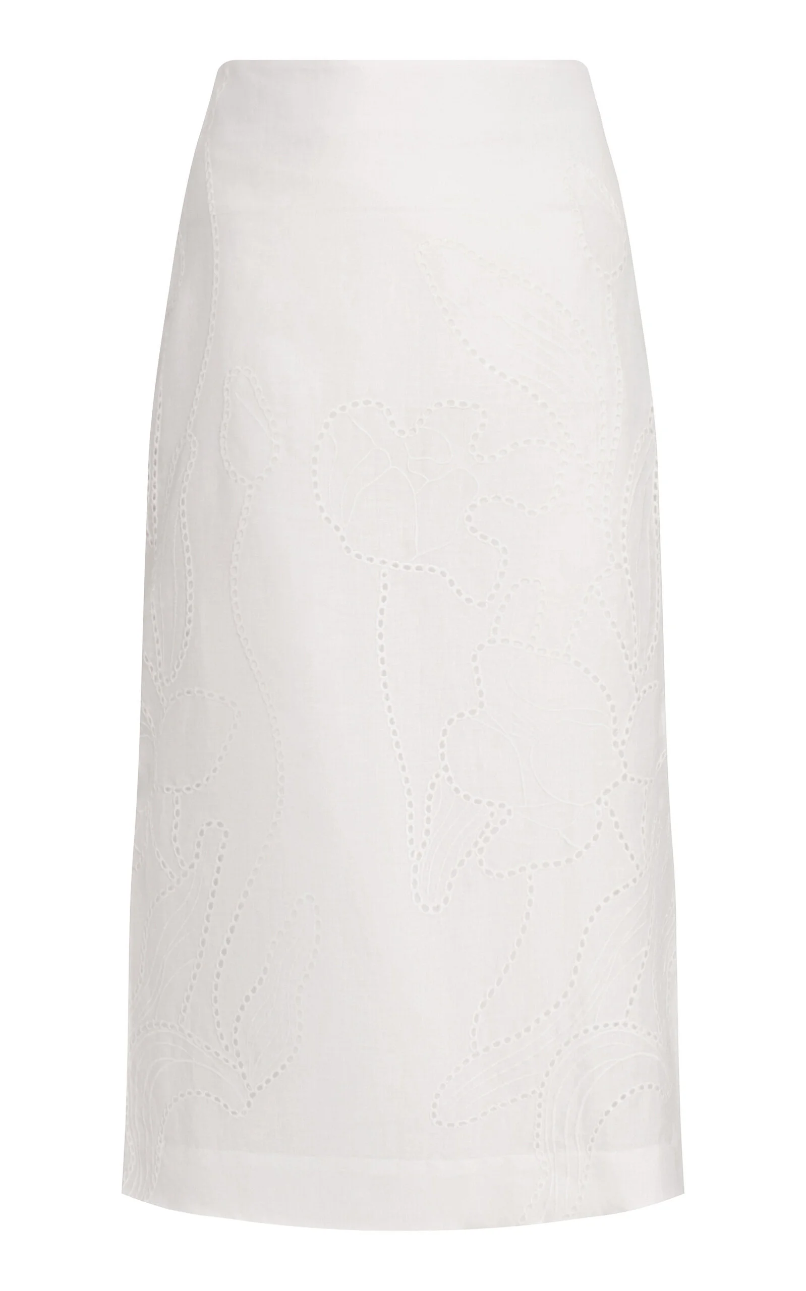 Jardin Soñado Embroidered Linen Midi Skirt off-white - 1