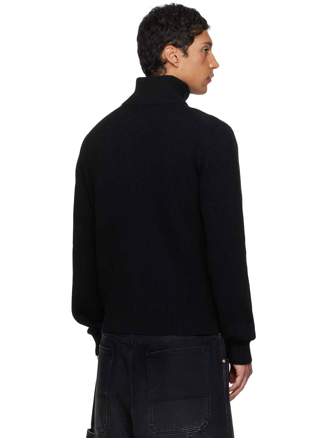 Black 'VET' Zip-Up Sweater - 3