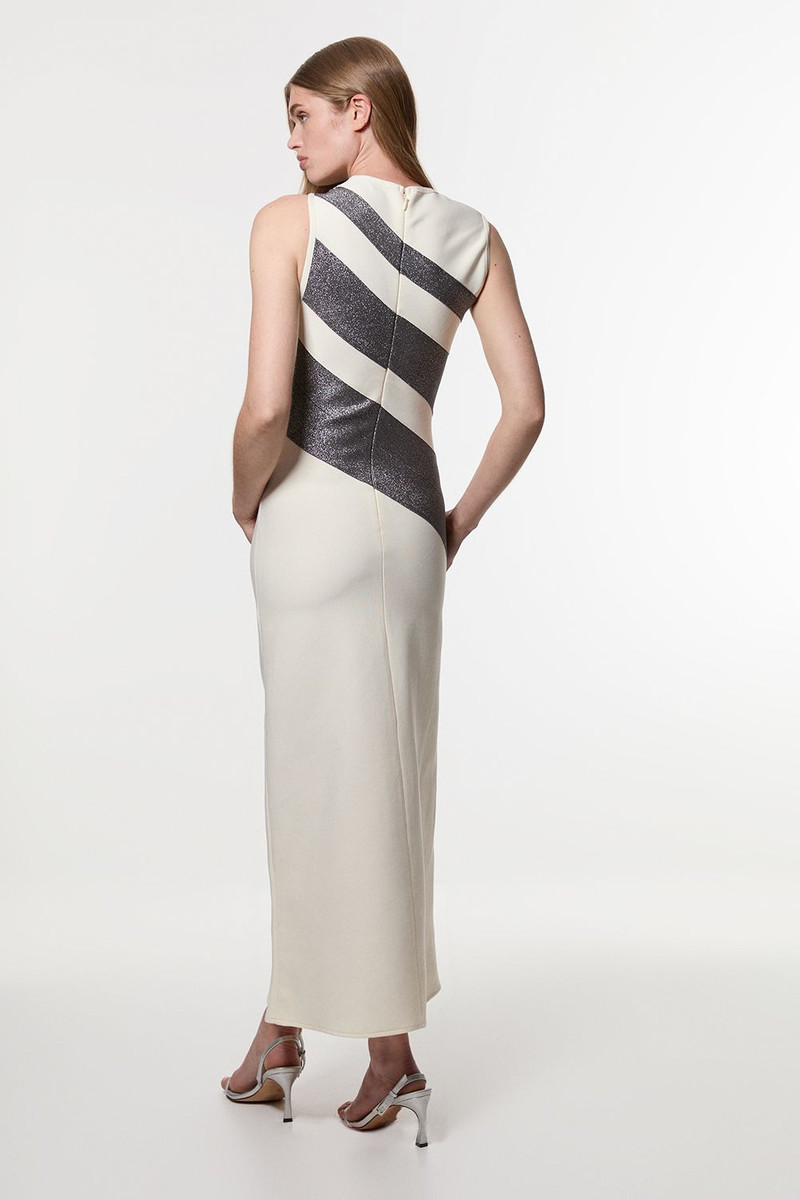 Figure Form Bandage Lace Detail Sleeveless Knit Maxi Dress 5