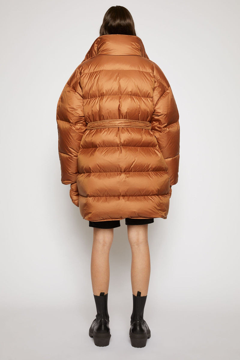 Belted puffer coat mink brown 4