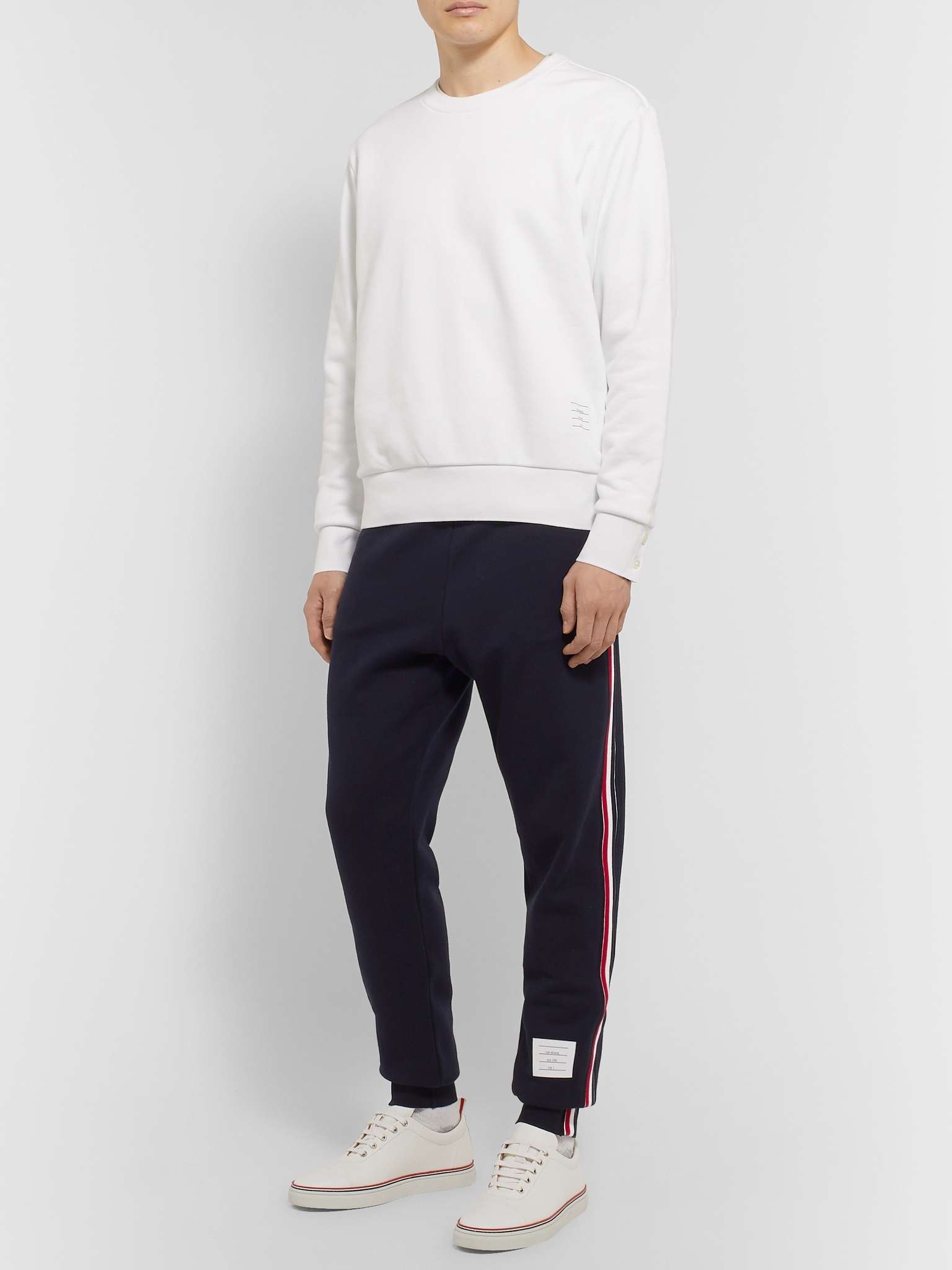 Tapered Grosgrain-Trimmed Loopback Cotton-Jersey Sweatpants - 2