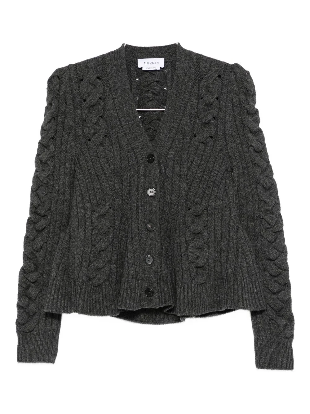 peplum-hem cable-knit cardigan - 1