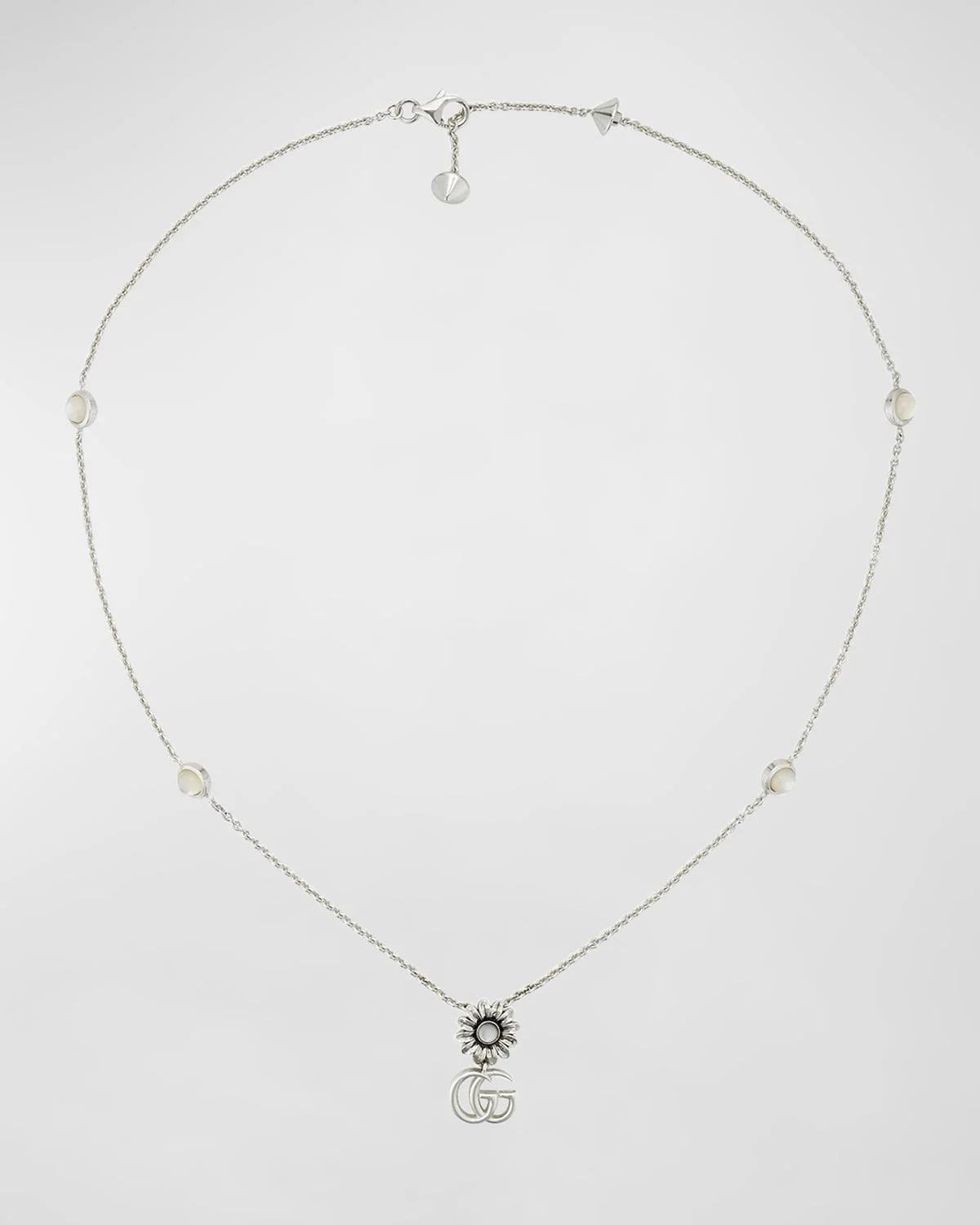 GG Marmont Flower Sterling Silver & Pearl Necklace - 1