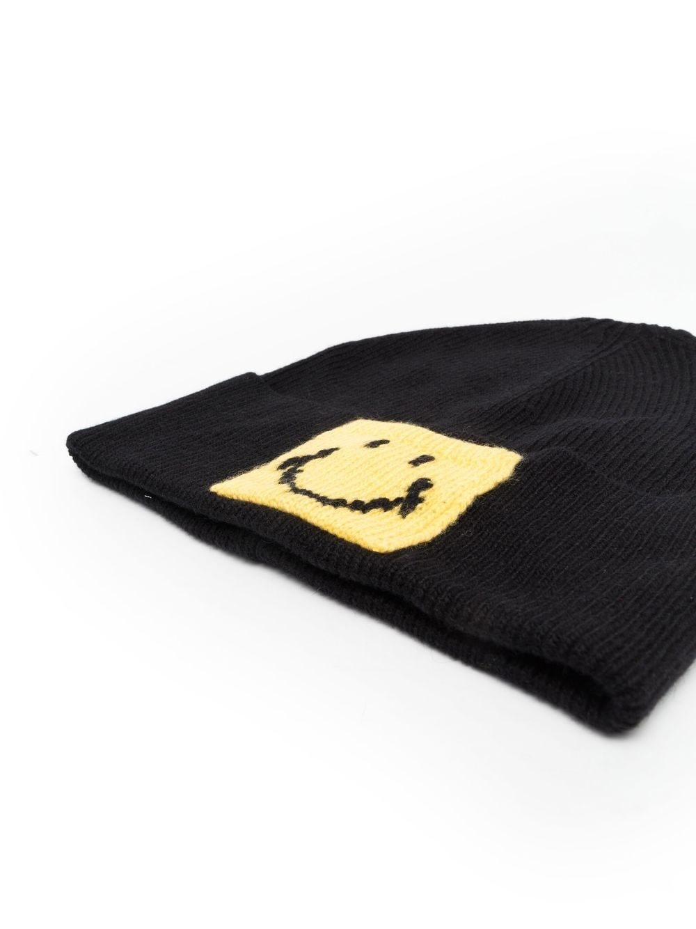 Smiley-patch ribbed beanie - 2