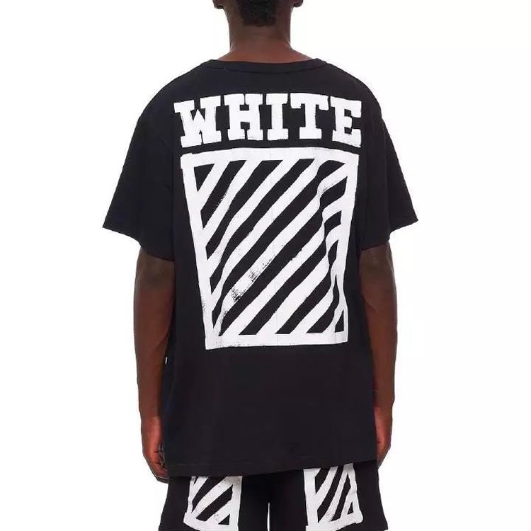 Off-White square frame Printing Round Neck Short Sleeve Unisex Black OMAA002F161850101001 - 4