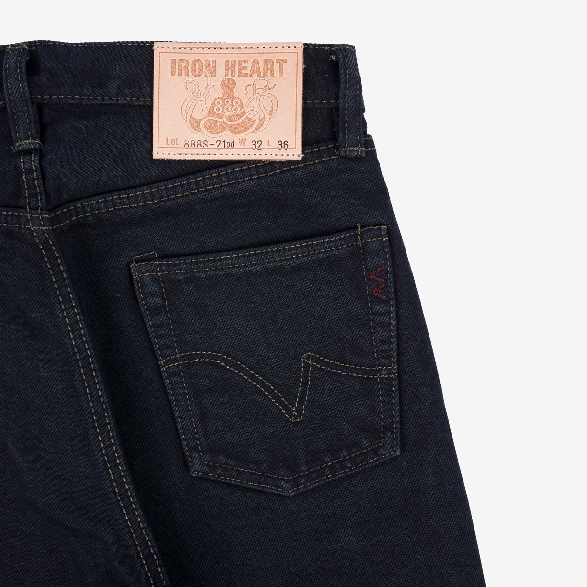 IH-888s-21od 21oz Selvedge Denim Medium/High Rise Tapered Cut Jeans Indigo Overdyed Black - 3