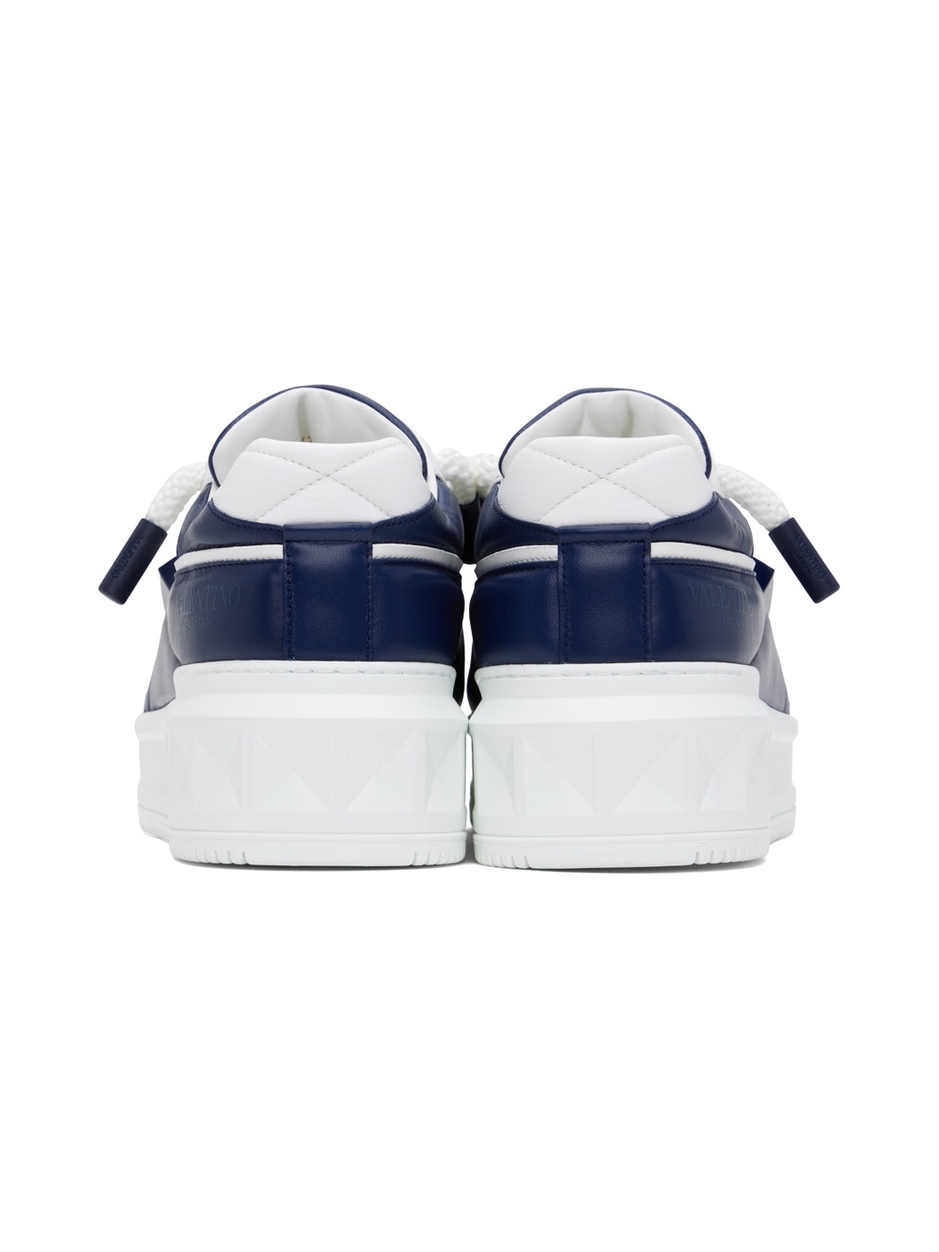 White & Navy One Stud XL Low-Top Sneakers - 2