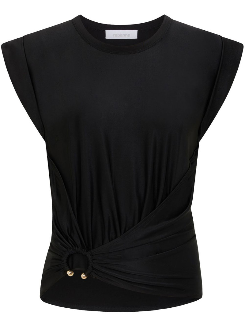 asymmetric gathered-detail blouse 1