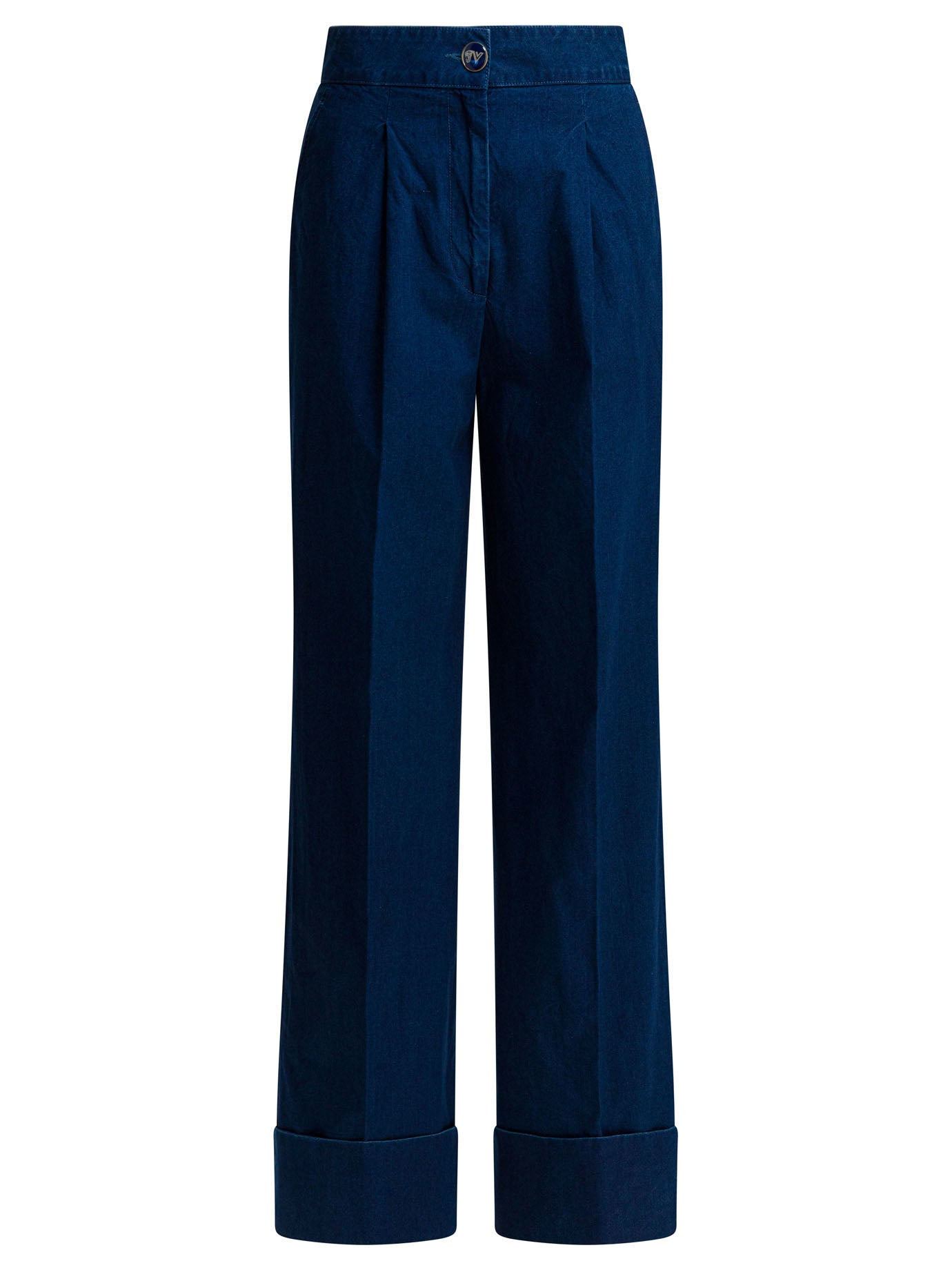 Wide-Leg With Pleats Jeans Blue - 1