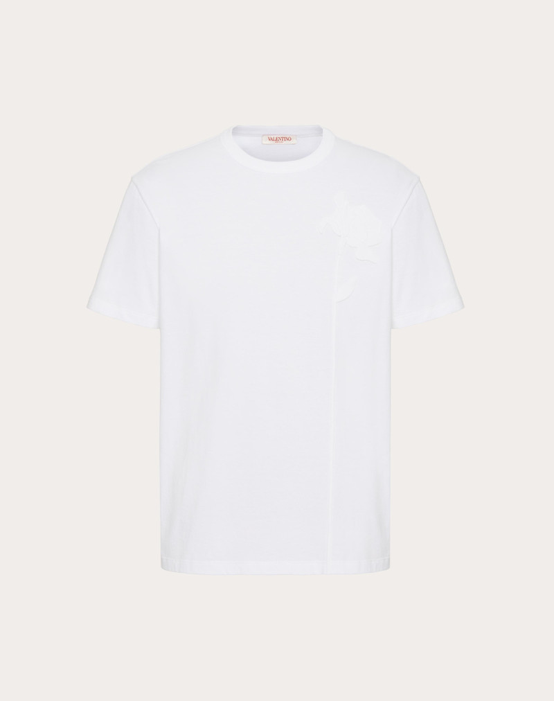 MERCERIZED COTTON T-SHIRT WITH FLOWER EMBROIDERY 1