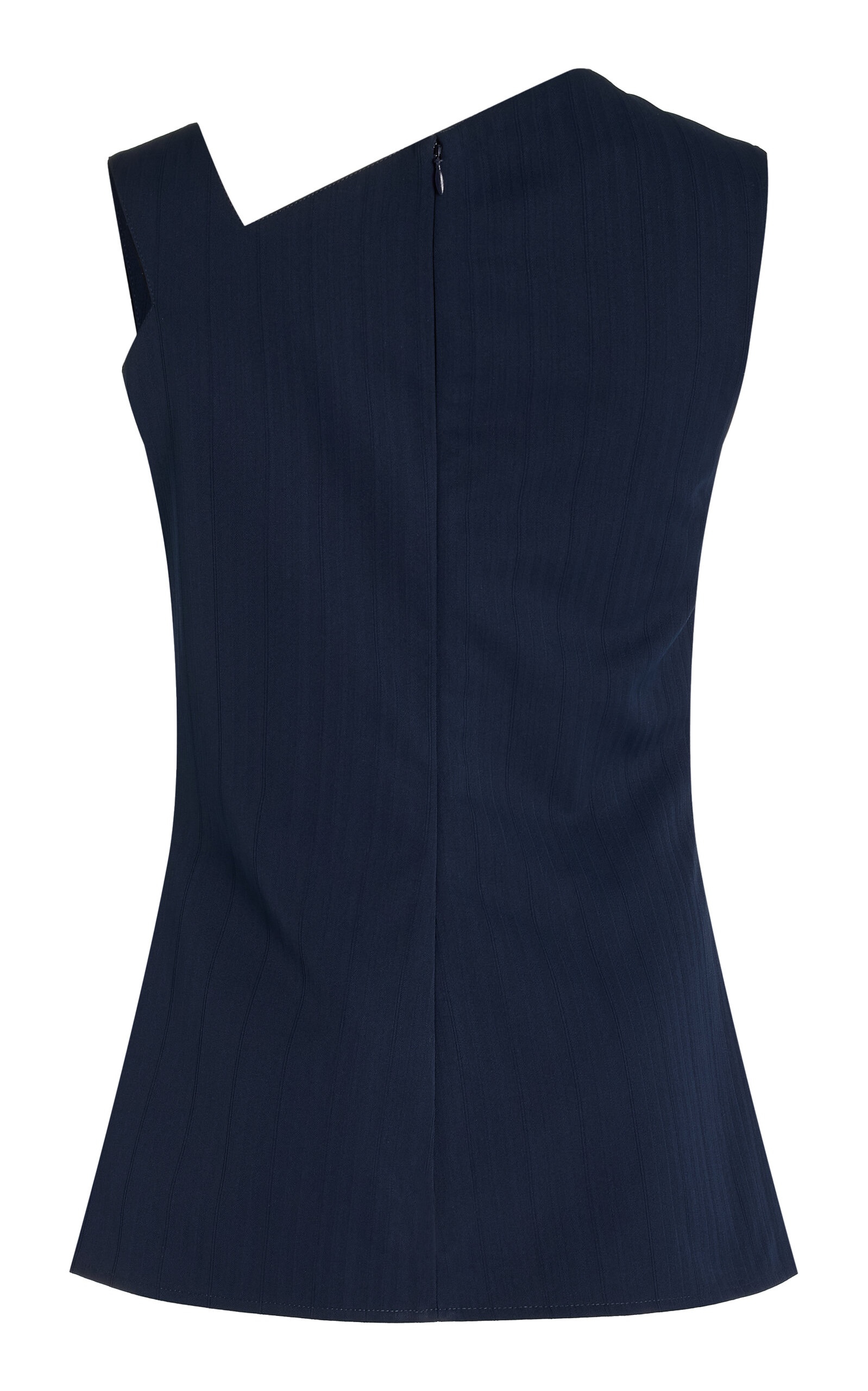 Marin Asymmetric-Neckline Lacquered Top navy - 2