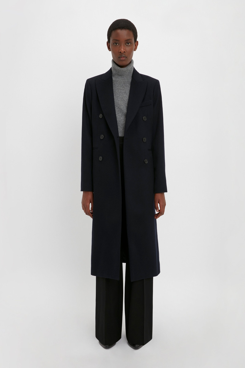 Victoria Beckham Tailored Slim Coat In Midnight outlook