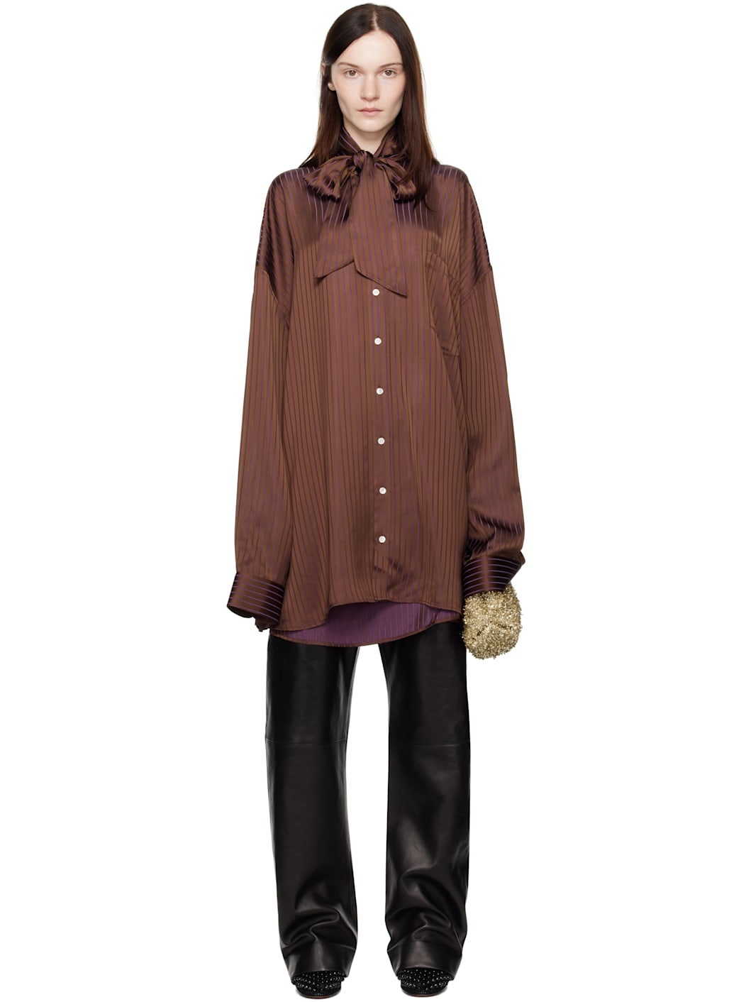Brown Lavalliere Fitted Back XXL Shirt - 1