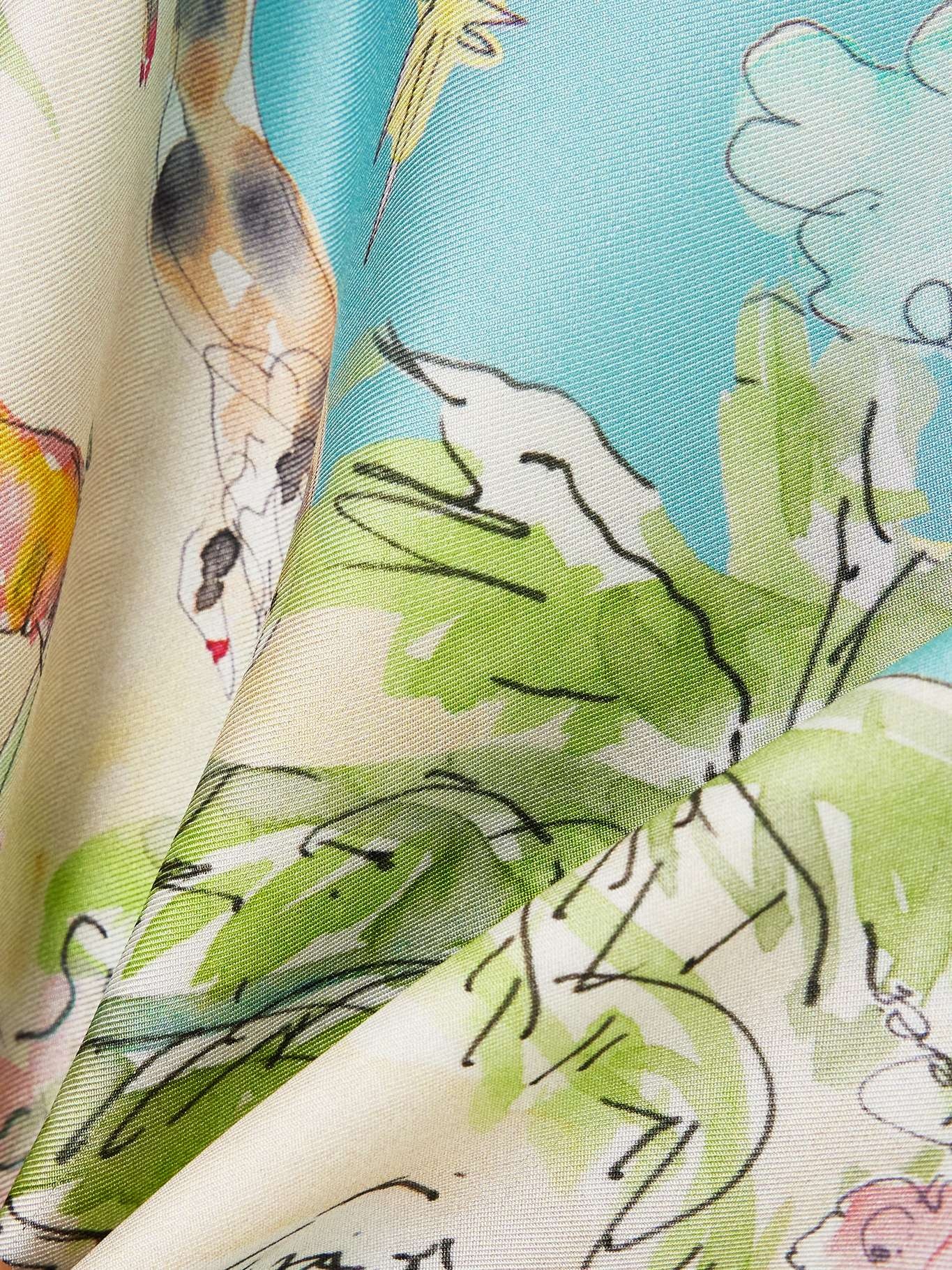 + Anouk Colantoni Daria cropped tie-detailed printed silk-twill camisole Light blue - 4