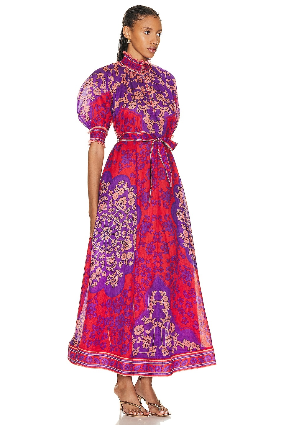 ZIMMERMANN バーガンディ フリルドレス Zimmermann Raie Swing Maxi Dress | forward | REVERSIBLE
