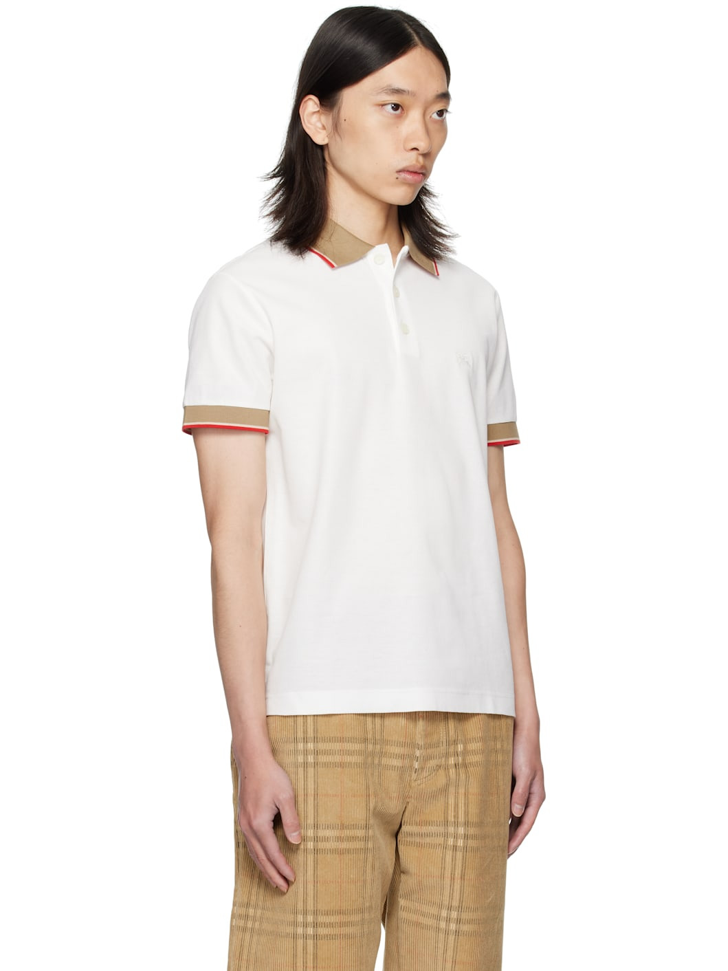 White Logo Collar Cotton Polo - 2