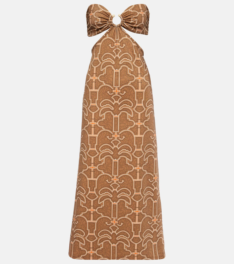 Ring-detail cutout printed maxi dress - 1